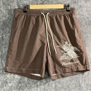 Budweiser/PacSun Collab Mens Brown/Cream Graphic Lined Swim Trunks Size‎ M